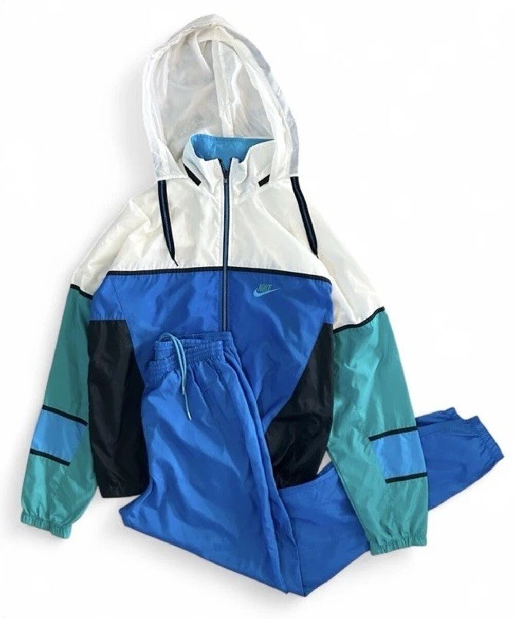 Vintage 90s Nike Tracksuit Color Block Windbreaker & Joggers Size M Retro Sports